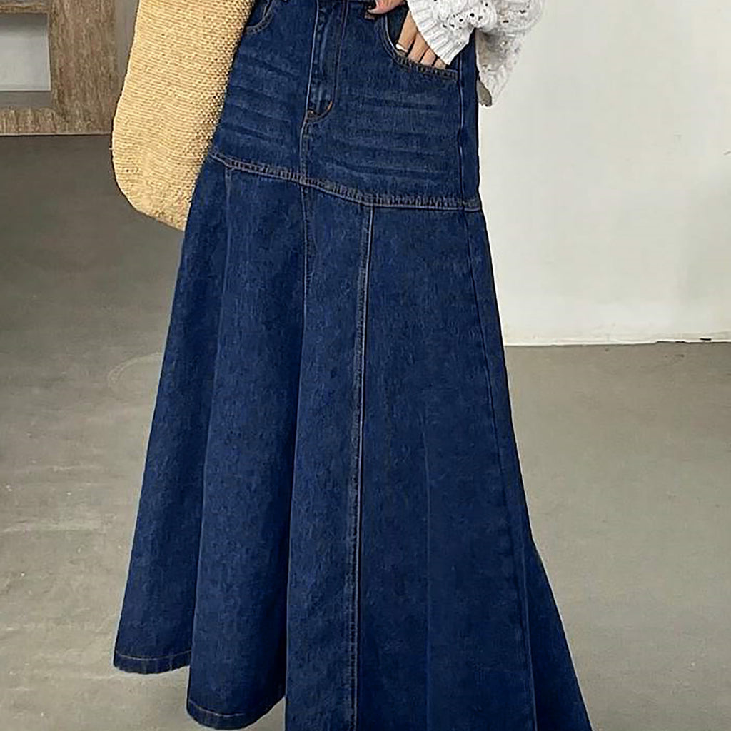 Women's Women's's Large Umbrella Shaped A Line Denim Skirt
