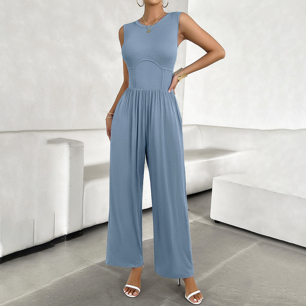 Women's High Waist Solid Jumpsuit