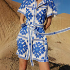Women's Summer Trade Casual Women Clothing Printed Lace Up Dress