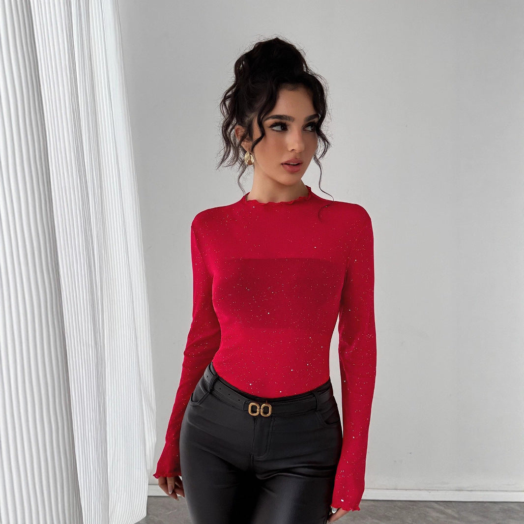 Sequined Shimmer Long Sleeve Top
