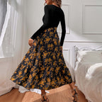 Women's Floral V-Neck Midi Dress
