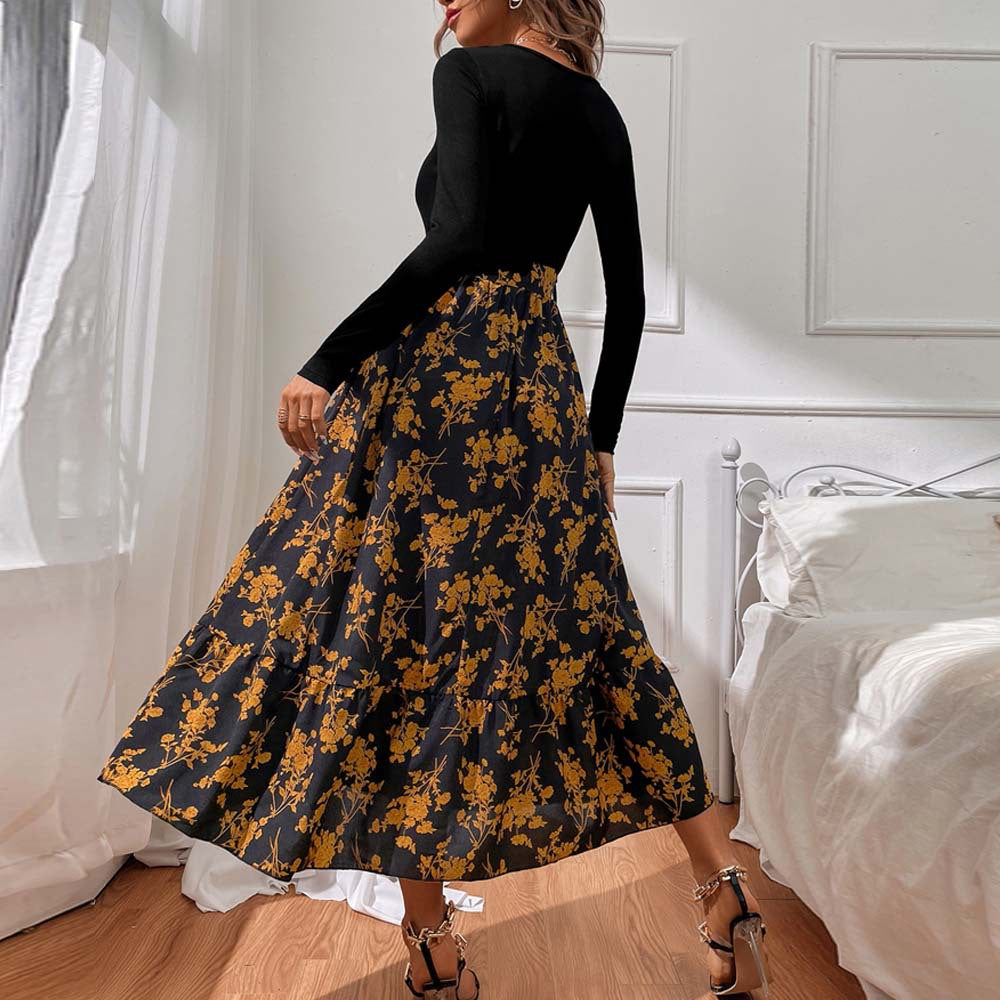 Women's Floral V-Neck Midi Dress