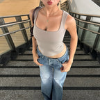 Women's Solid Color Square Neck Vest Top