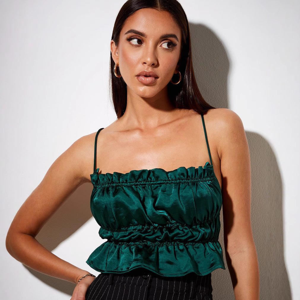 Backless Lace Up Drawstring Small Sling Supply Sexy Backless Pleated Small Sling