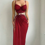 Summer Red Halter Cropped Top with Slit Sexy Lingerie for Women