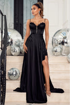 Women's Slit Chest Cotton Banquet Dress Bridesmaid