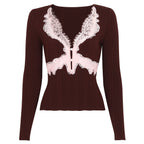 Spring Autumn Fashionable Knitted Fabric Long Sleeve Top