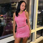 Women's 's Crew-Neck Sleeveless Bodycon Mini Party Dress