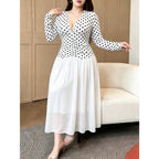 Women's Polka Dot Chiffon Maxi Dress