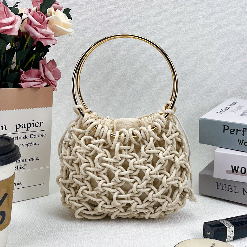 Women's Woven Double-Handle Beach Bag