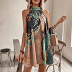 Spring Striped Printed Mini Dress