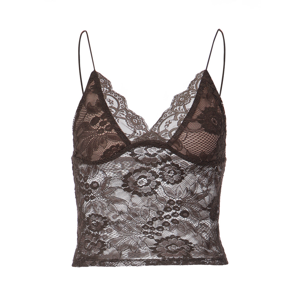 Women's Sheer Lace Deep V-Neck Camisole