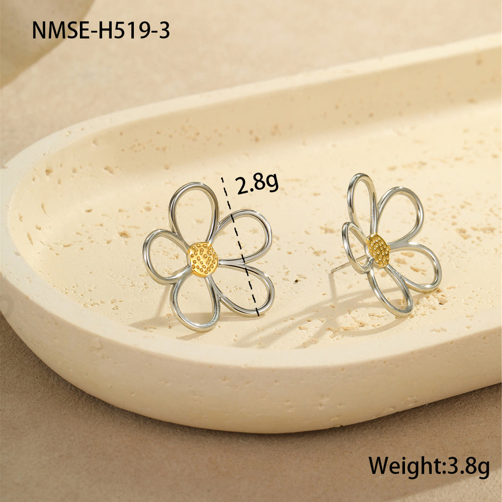 Color Blocking Flower Stud Earrings