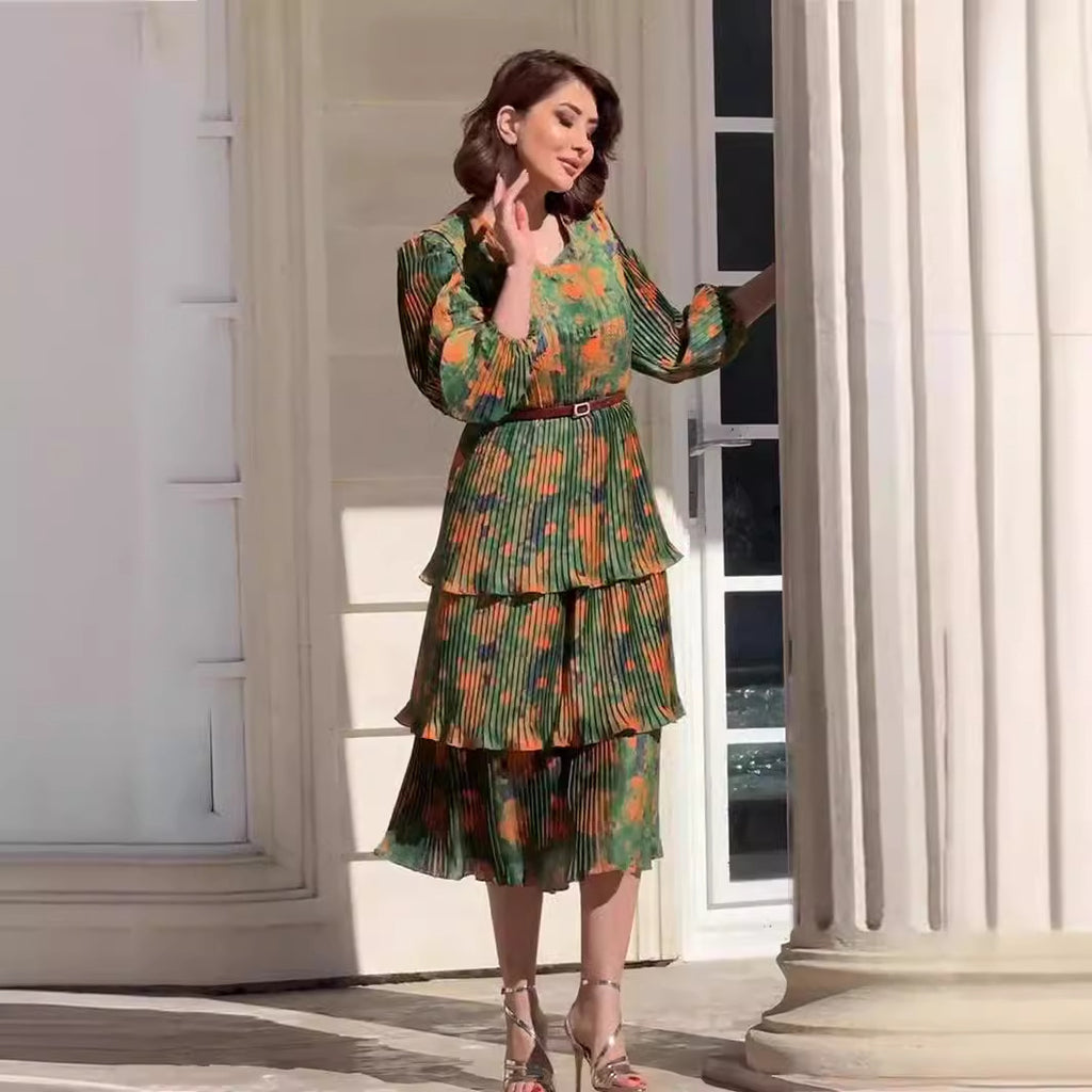 Printed Three-Layer Dress