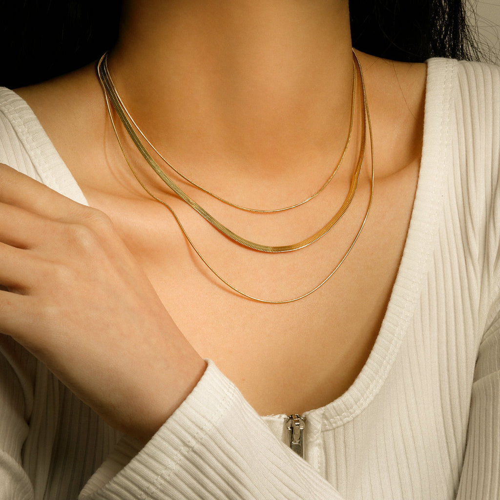 Three Layer Snake Chain Necklace