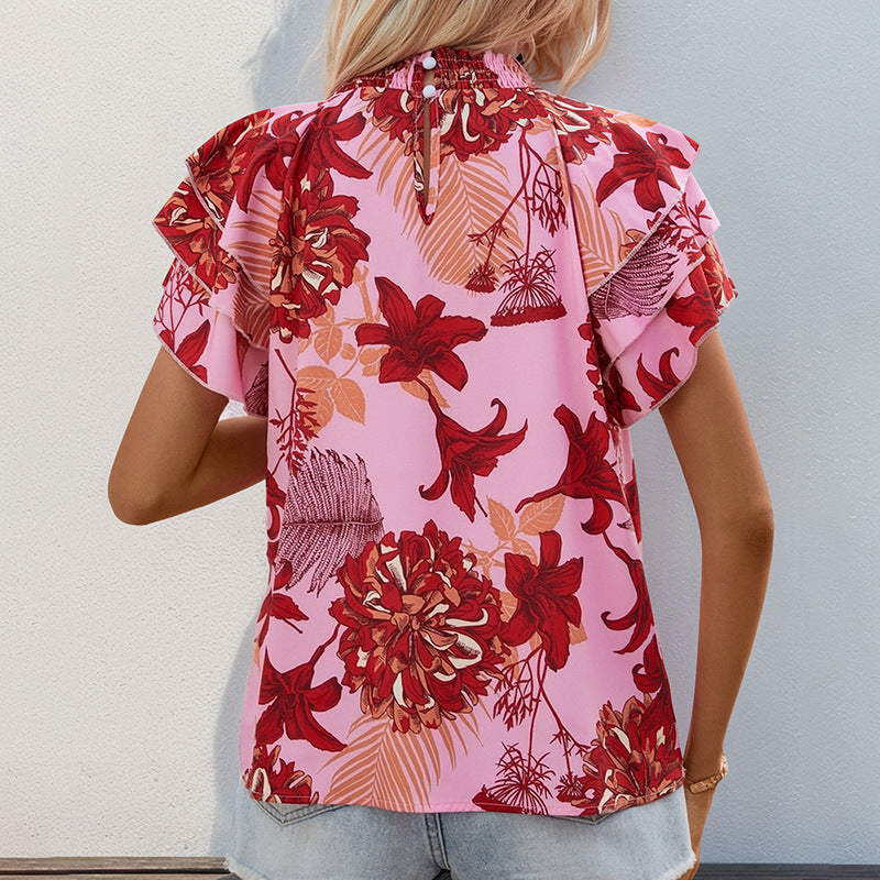 Printed Layered Sleeve Summer Shirt