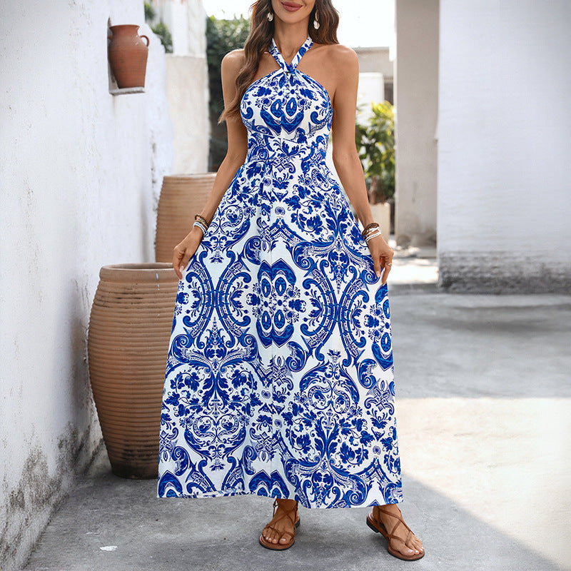 Women's Backless Halter Dress