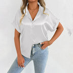 Women's Blue Satin Shirt