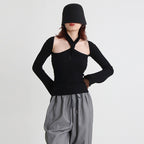Women's Cutout Halter Neck Ribbed Sweater