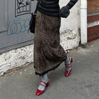 Vintage Leopard Print Stitching Lace Trendy Stylish Skirt