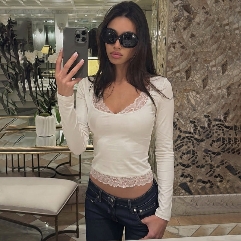 Women's Slim Lace Long-Sleeve Top