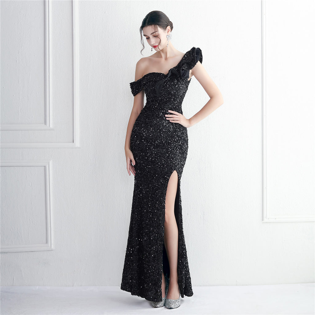 Women's Imitation Handmade Sequin Dinner Slim Fit Fishtail Wedding Gala Cocktail Dress