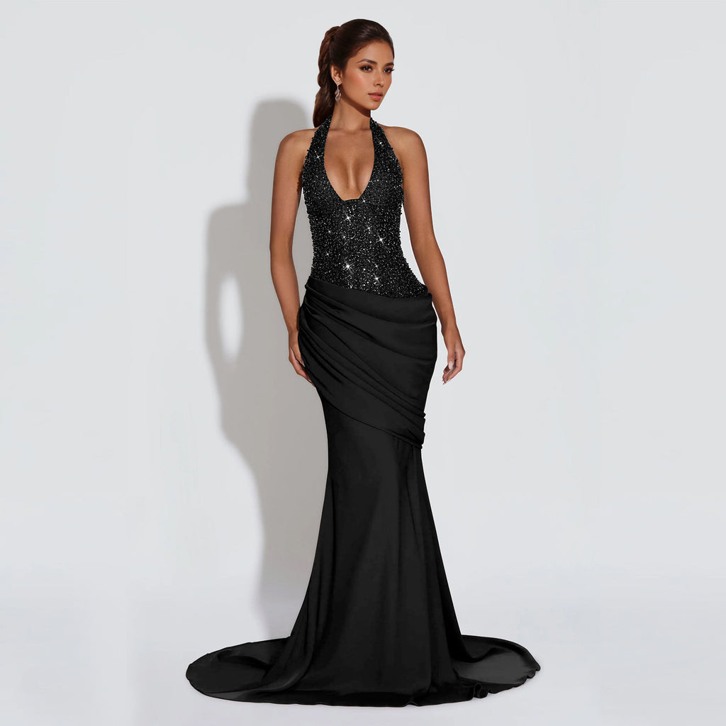 Women's Halter Backless Sequin Dress