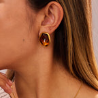 Women's Amber Titanium Steel Earrings