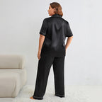 Women's Plus Size Silk Pajama Shirt Set
