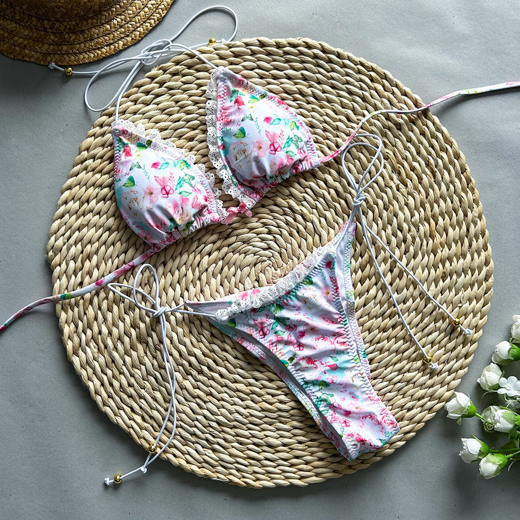 Lace Printing Bikini Swimwear