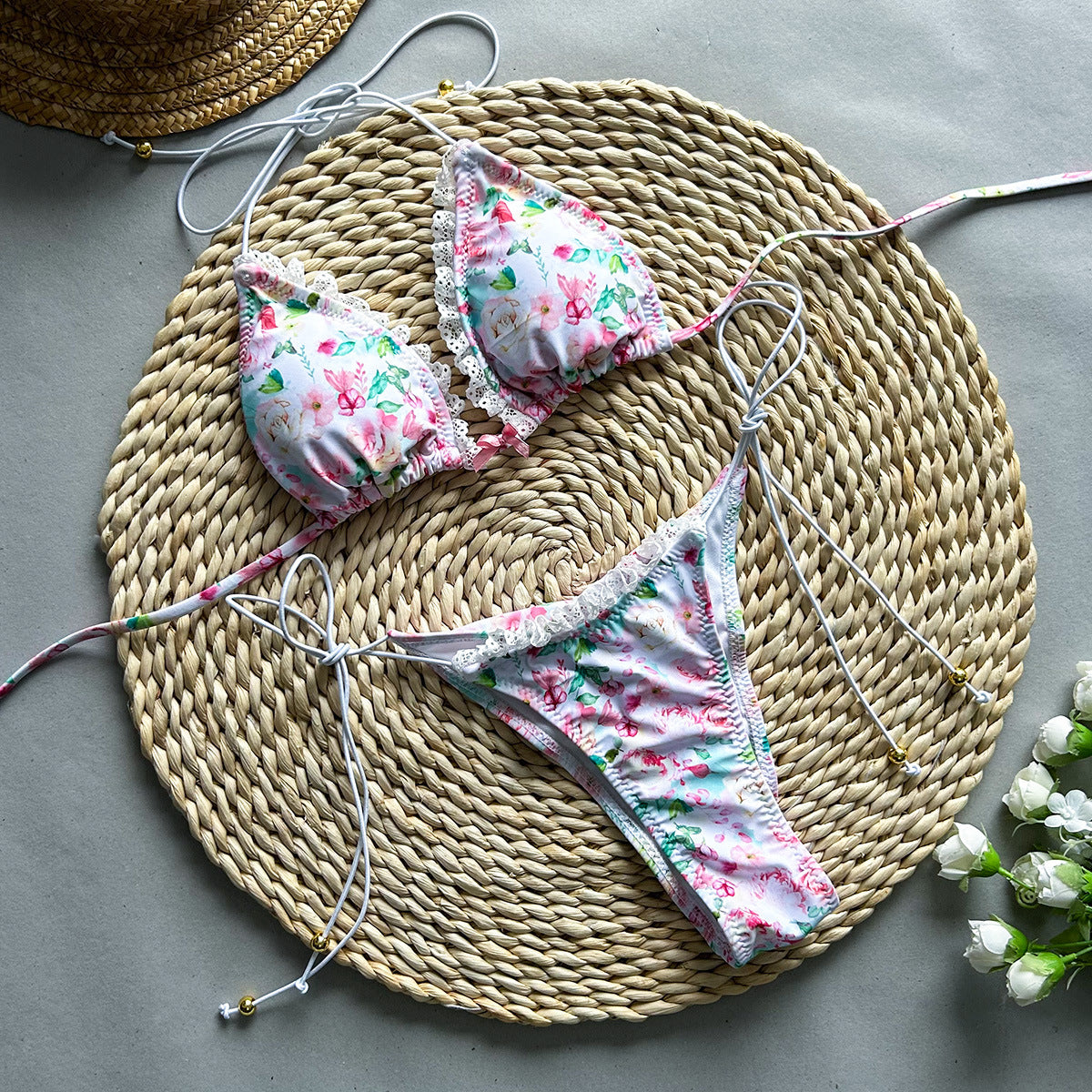 Lace Printing Bikini Swimwear