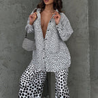 Polka Dot Print Draping Two Piece Loose