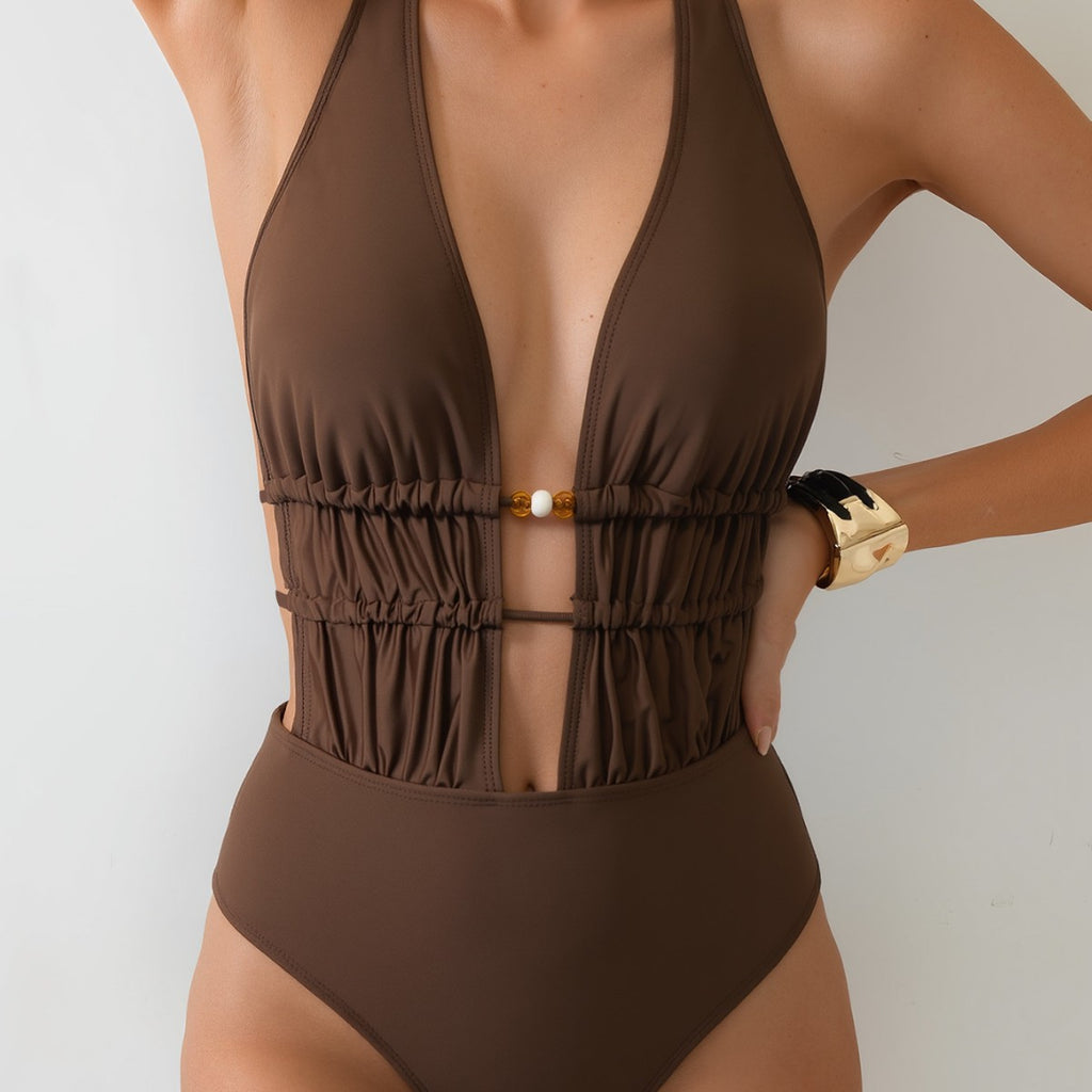 Solid Color One-piece Swimwear
