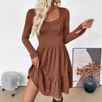 Women's Retro Knit With Defined Waist Dress