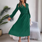 Women's Smocked V-Neck Maxi Dress