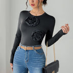 Floral 3D Detail Long Sleeve Jumpsuit