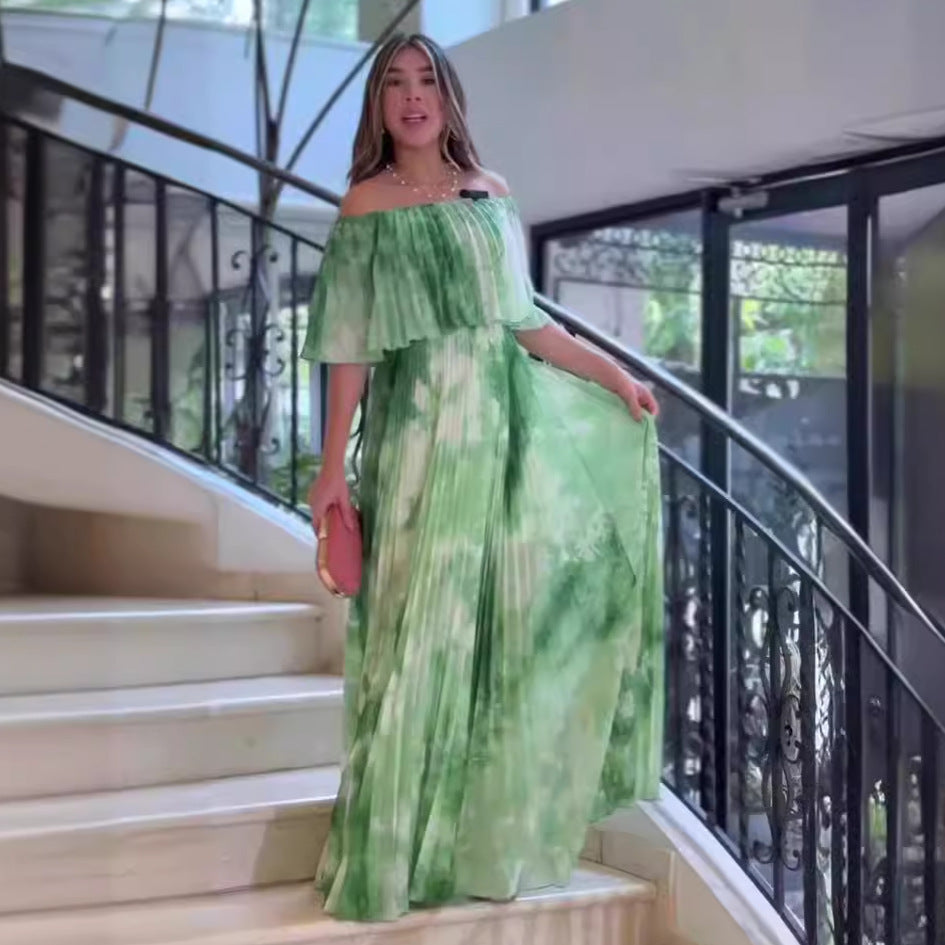 Printed Off-Shoulder Maxi Dress