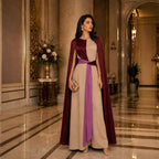 Women's Red Apricot Shawl Maxi Dress