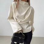 Women's Chiffon Pleated Bell Sleeve Blouse