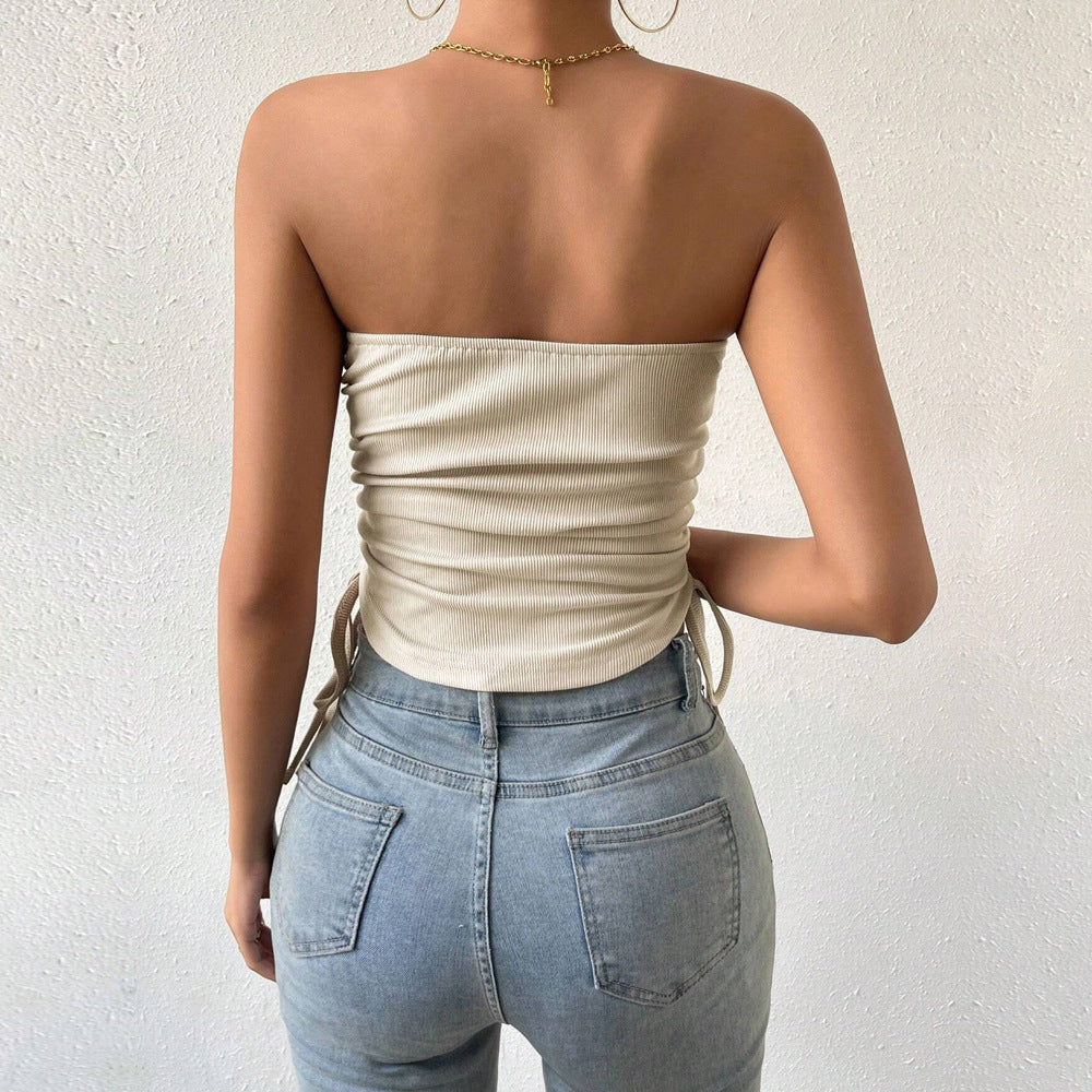 Women’s Solid-Color Drawstring Tube Top