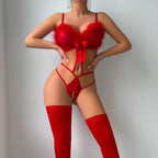 Christmas Red Hair Band Rabbit Ears Furry Open End Free off Uniform Temptation with Socks Cos