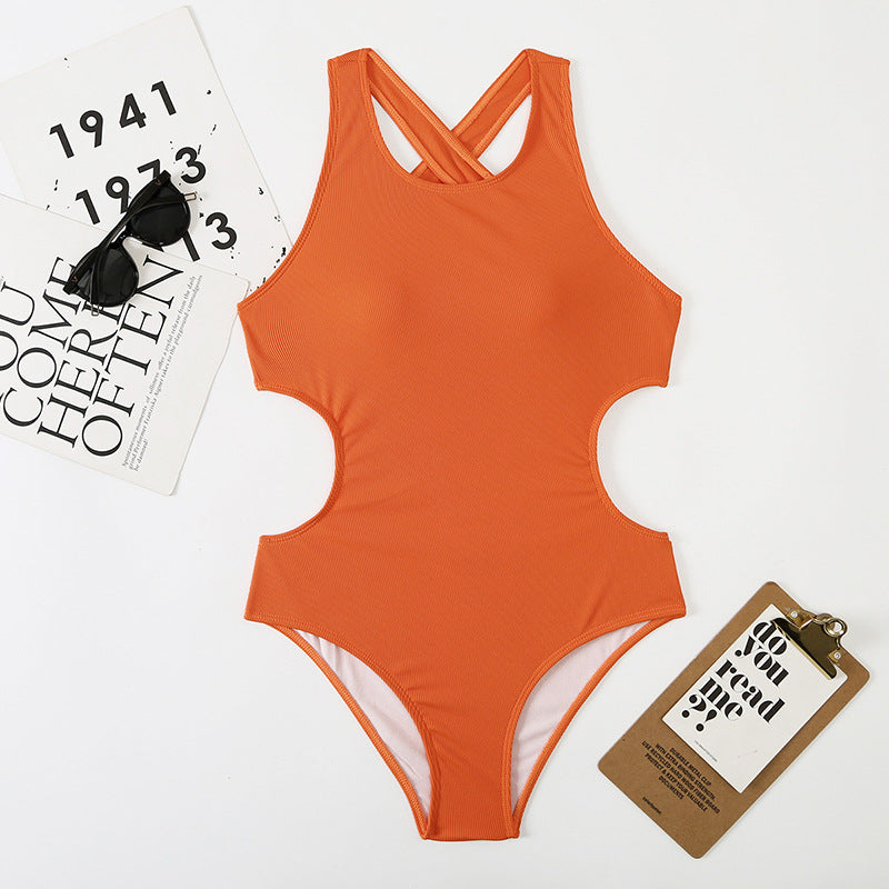 Solid One-piece Swimwear