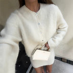 Women's Fall Winter Women Fashionable Elegant Warm Plush Sweater Cardigan Skirt Set