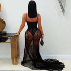 Wear Strappy Lace See through Formal Dress