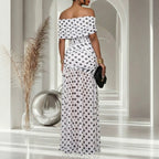 Women's Polka-Dot Cold-Shoulder Cocktail Dress