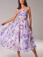 Women's Printed Strapless Maxi Dress