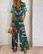 Street Women Printed Cotton Trousers Jumpsuit High Waist Casual Pants Amplified craft