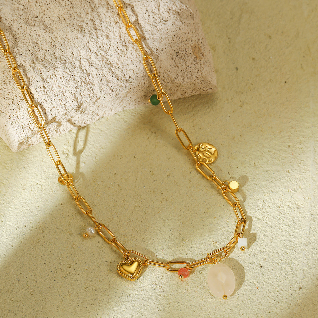 Natural Stone Beaded Pearl Necklace Trendy Necklace