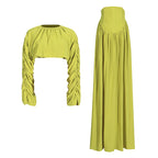 Women's Tied Top and High-Waist Skirt Set