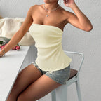 Women's Pleated Strapless Tube Top